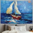 thumbnail image 2 of Orinice Sailboat Ocean Impressionism Tapestry Wall Hanging Unique Style Graphic Tapestries Home Wall Decor Art for Living Room Bedroom Apartment Farmhouse Dorm Decorations for Dorm Tapestry, 2 of 6