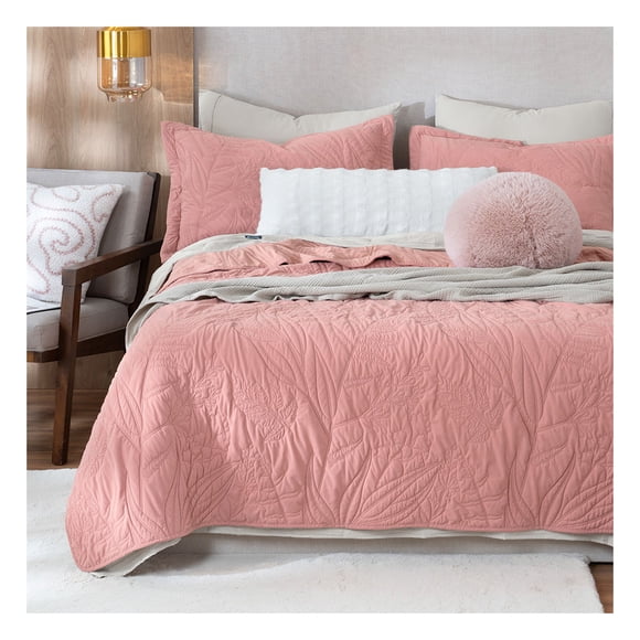 Edredón Ligero Reversible Pinsonic Velvet Esquimal Colcha Doble Vista (Queen Size, Rosa)