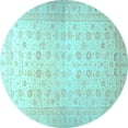thumbnail image 1 of Ahgly Company Indoor Round Oriental Light Blue Traditional Area Rugs, 4' Round, 1 of 4