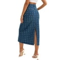 thumbnail image 3 of INSPIRE CHIC Women Denim Miaxi Skirt High Waisted Swiss Dots Back Slit Casual Jean Column Skirt S Vintage Blue, 3 of 6