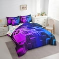 thumbnail image 3 of Castle Fairy Teens Boys Girls Video Game Bedding Comforter Set 7pcs,Futuristic Cubes Queen Bedding Sets Super Cozy,Abstract Gradient Gamepads Queen Sheet Sets,Luxury Bedroom Decor,Reversible, 3 of 8