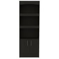 thumbnail image 7 of Depot E-Shop Dozza 71-inch Tall Bookcase with 3 Shelves, Double Door Cabinet, and Metal Hardware, Black Wenge, 7 of 7