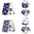 thumbnail image 6 of XYZCANDO Couple Matching Swimwear Men Board Shorts Women Crisscross Back Bikini High Waisted Swimsuit Puerto Rico Palm Hawaiian Beach Outfit for Vacation Honeymoon Pool Party Summer Wear, 6 of 6