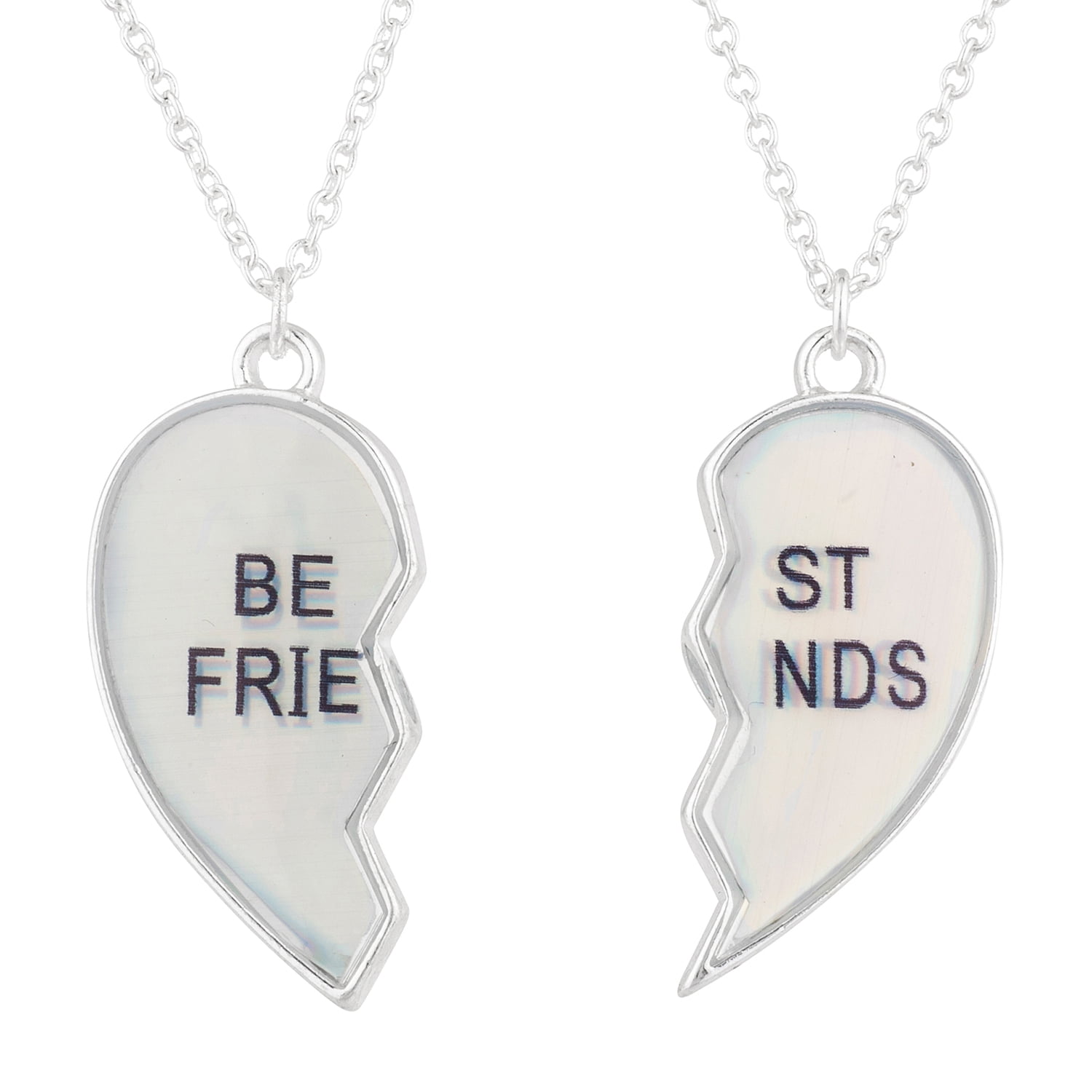 Lux Accessories Silver Tone Best Friends Broken Heart Friendship Chain