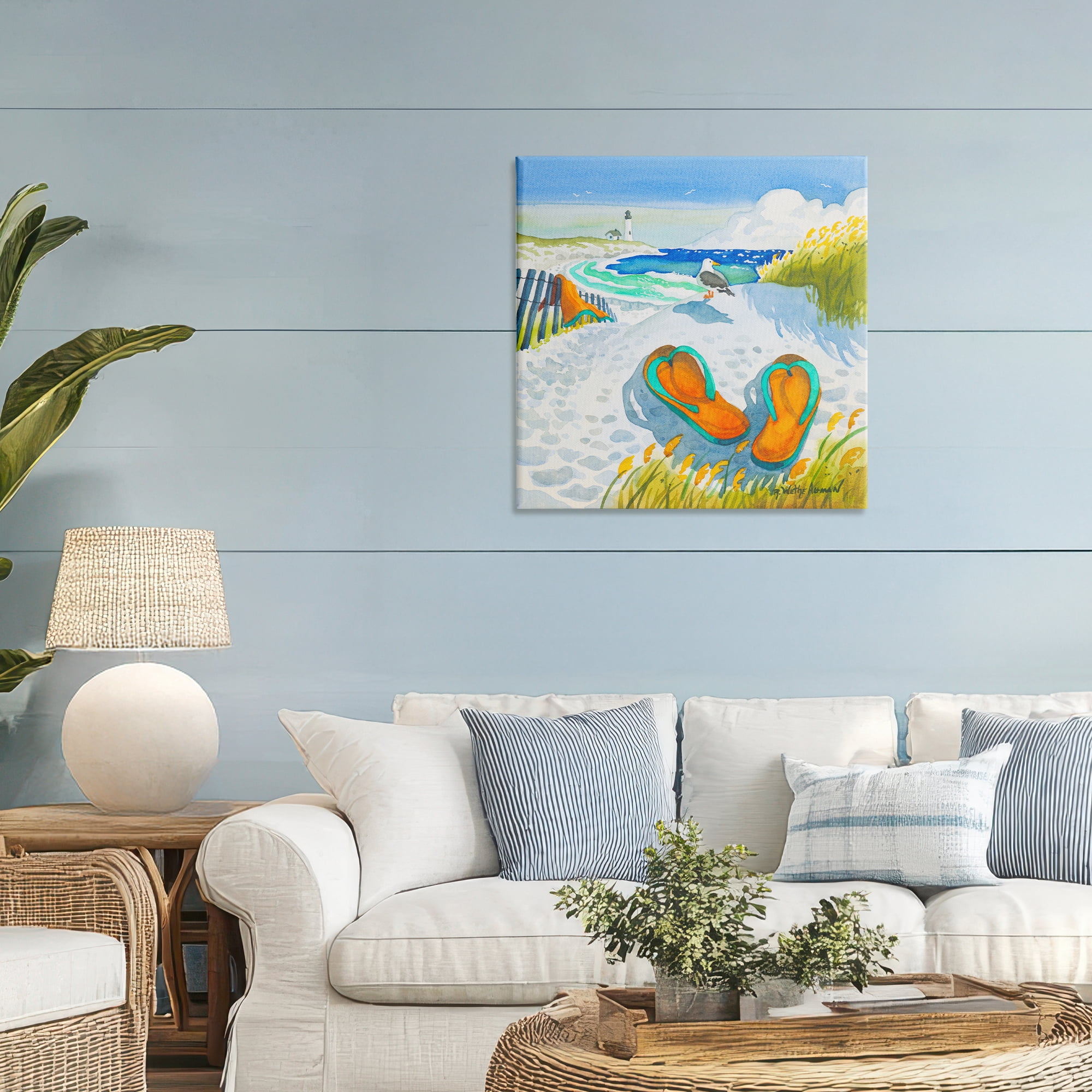 Stupell Industries Seagull & Flip Flops Canvas Wall Art, design by Robin Altman