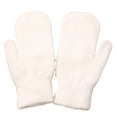 thumbnail image 3 of Naierhg 1 Pair Adults Mittens Thickened Stretchy Soft Fuzzy Cozy Cold Resistant Solid Color Windproof Winter Gloves White, 3 of 8