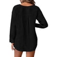 thumbnail image 4 of Dvprdro Womens V Neck Long Sleeve Button Down Shirts Cotton Solid Blouses Casual Loose Tops, 4 of 6