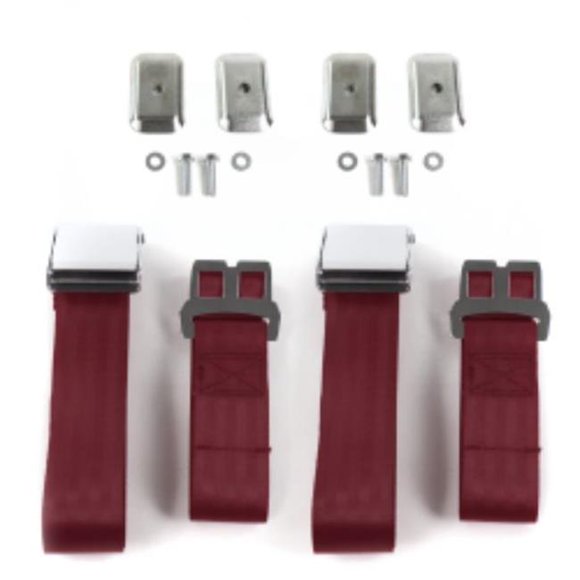 Chevy S10 Blazer 1982-1994 Airplane 2 Point Burgandy Lap Bucket Seat Belt Kit with Bracketry - 2 Belts