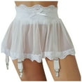 thumbnail image 1 of Gibobby Lencería sexy de encaje para dormir Vestido de mujer, lencería Sexy de talla grande, liga de vendaje, medias, tirantes, liguero, malla de encaje, falda caliente femeni(Blanco, XXL), 1 of 5