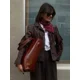 thumbnail image 5 of Chaqueta de cuero Pu recortada empalmada con borlas Retro para mujer, abrigo elegante de manga larga con botones de solapa, ropa nueva elegante para mujer 2024, 5 of 5