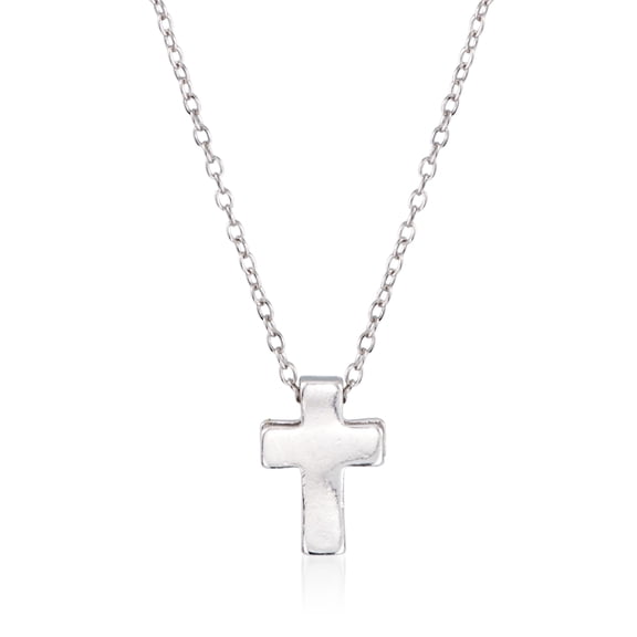 Ross-Simons Sterling Silver Polished Cross Pendant Necklace, Women's, Adult