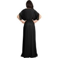 thumbnail image 6 of KOH KOH Long Bridesmaid Formal Short Sleeve V-Neck Full Floor Length Flowy Cocktail Summer Evening Wedding Guest Party Tall Maxi Dress Gown For Women Black X-Large US 14-16 NT026, 6 of 7