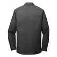 thumbnail image 6 of Mens Slim Fit Long Sleeve Carefree Cotton/Polyester Poplin Shirt Graphite X-Small, 6 of 6