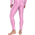 thumbnail image 2 of TiaoBug Men's Glossy Yoga Gym Compression Pants Leggings Stretchy Workout Sports Tights Trousers Pink XL, 2 of 4