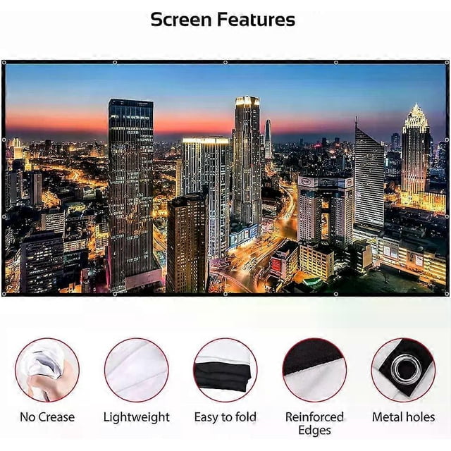 60-inch portable foldable projector screen high density white no creases soft projection screen 16:9 indoor outdoor