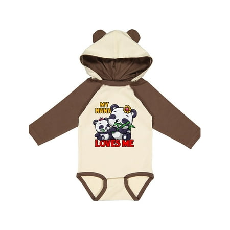 

Inktastic My Nana Loves Me Panda Gift Baby Boy or Baby Girl Long Sleeve Bodysuit