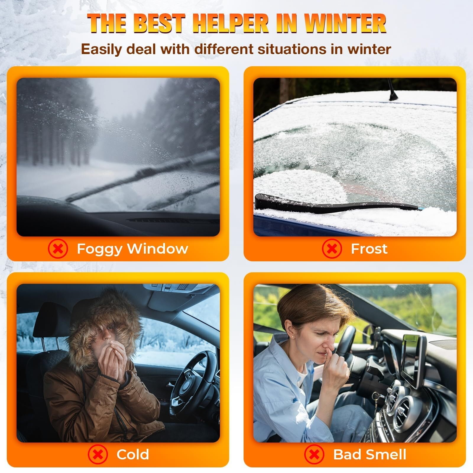 Portable 12 Volt Car Heaters For Vehicle, 2 In 1 Fast Heating Car Heater That Plugs Into Cigarette Lighter, Car Windshield Defroster Demister For Cars, SUV