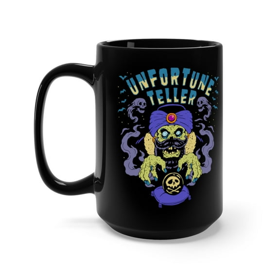 Zombie Fortune Teller Black Magic Psychic Coffee Mug, 15oz, Black