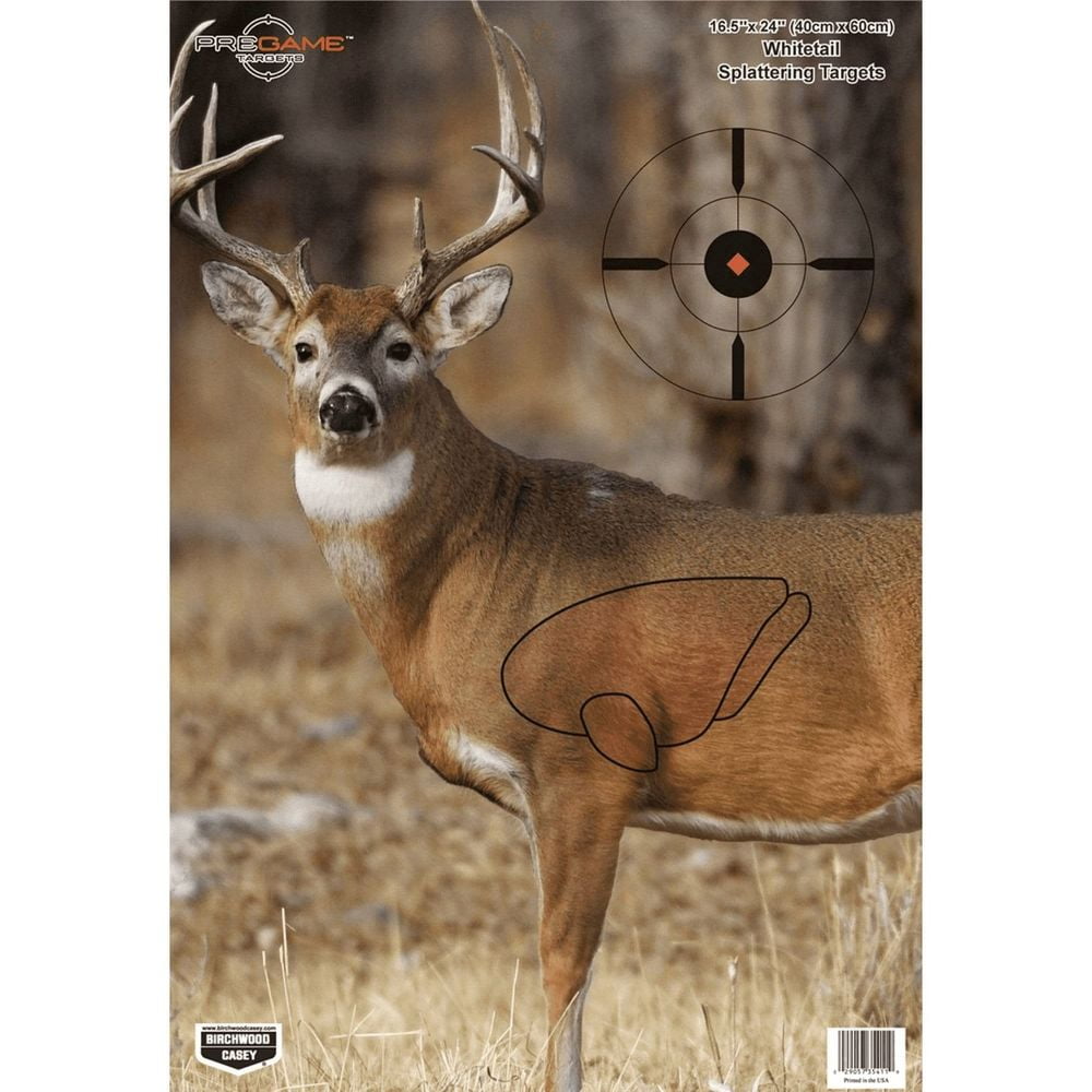 BIRCHWOOD CASEY Pregame 16.5 x 24 Big Game Animal Targets – Photo-Realistic Instant Splattering Shooting Targets – For Use with All Guns & Calibers – 3 Targets Pack