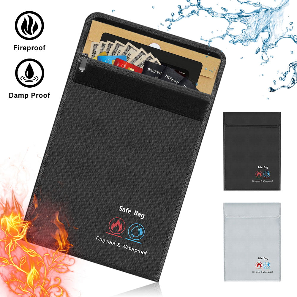 Black Money Jewelry Secure Your Valuables 15 x 11 Fire & Waterproof Multipurpose Safe Envelope Fireproof Document Bags Best Val-U Zipper Closure for Maximum Protection Documents 