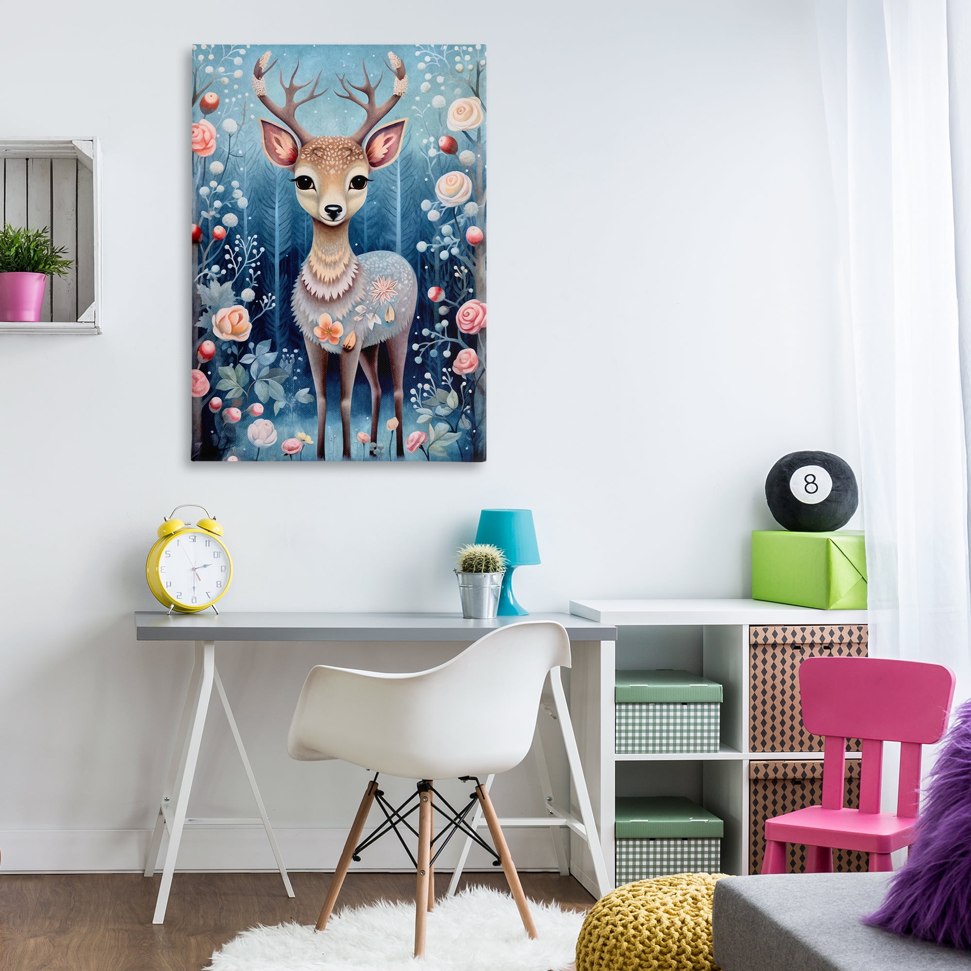 Stupell Industries Woodland Pattern Deer Animals & Insects Painting Gallery Wrapped Canvas Art Print Wall Art, 30 x 45