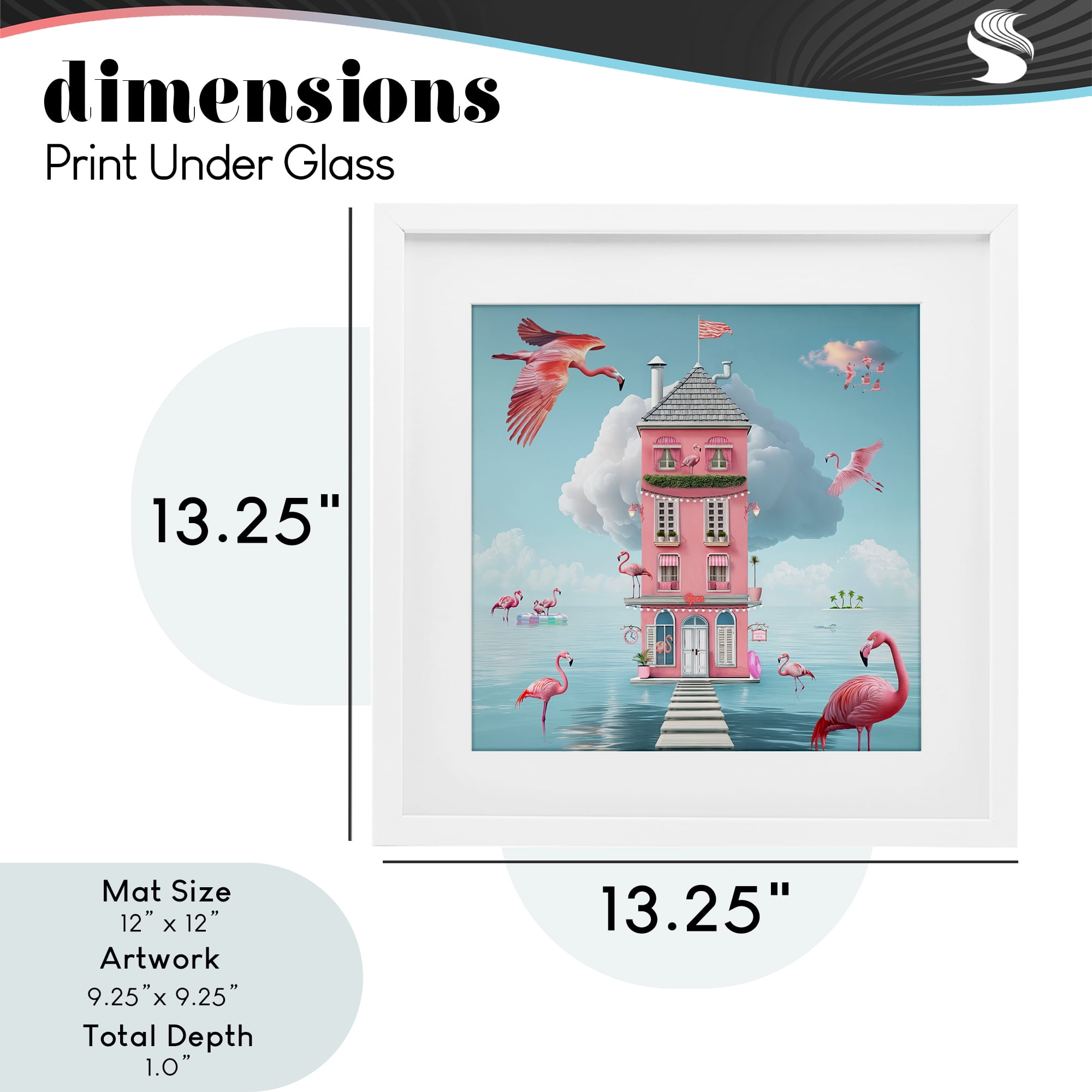 Flamingo Hotel on Water White Framed Print Under Glass, design by Lori Lea Studios