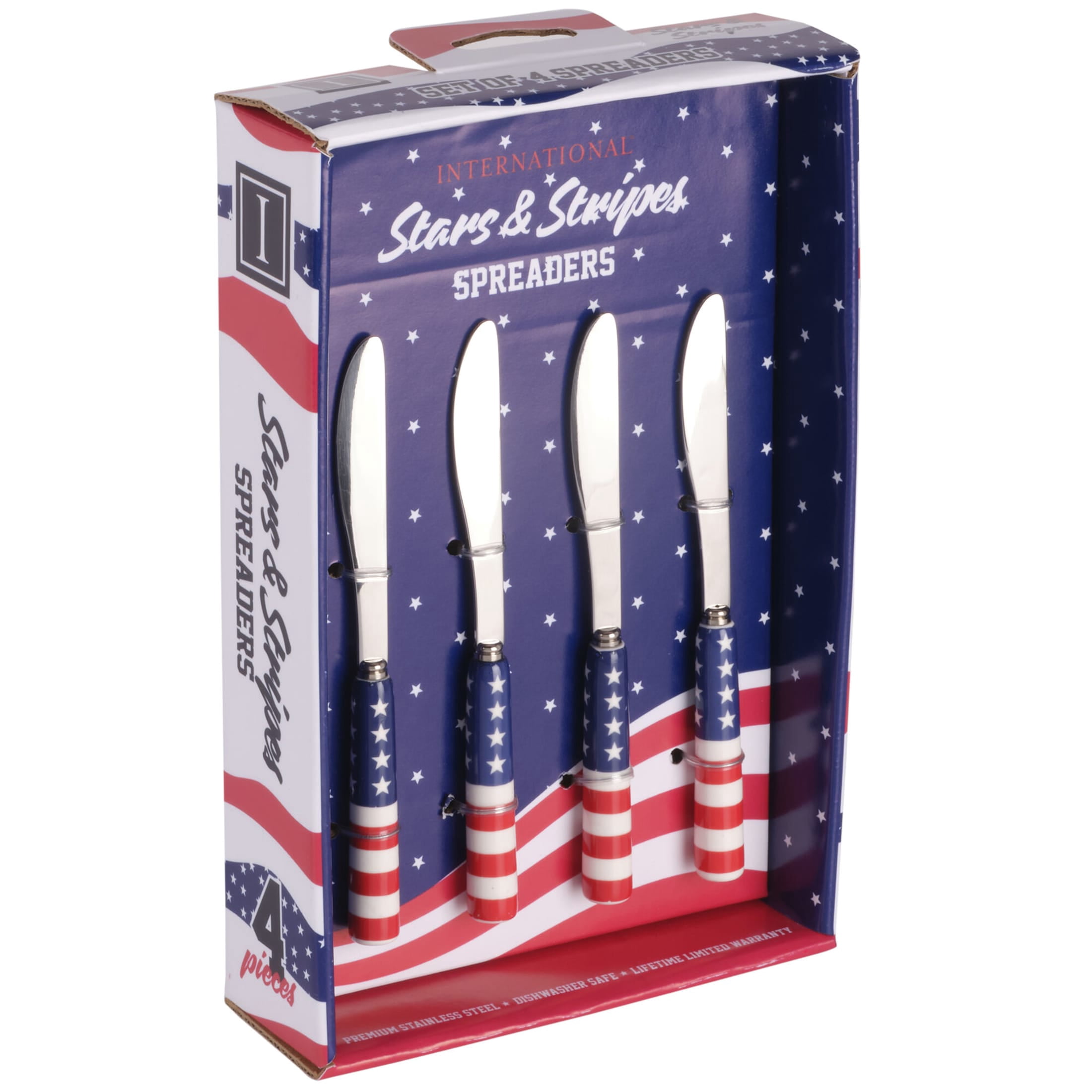 International Silver Stars and Stripes Ceramic Handle Spreader Set of 4