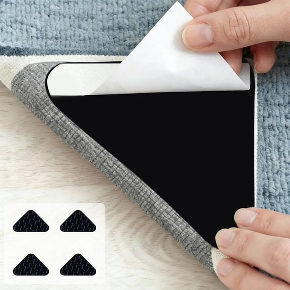 Beforeyayn 4 pcs Rug Tape, Non Slip Rug Pads Grippers for Hardwood, Tile Floors, Large Rugs, Washable Adhesive, Ultra-Thin Discreet Design, Reusable for Indoor, Outdoor Use
