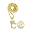 thumbnail image 2 of Unisex Stone Stud Tilted Crown Letter Initial Micro Pendant 2mm Box Chain Necklace, 20", C, Gold-Tone, 2 of 4
