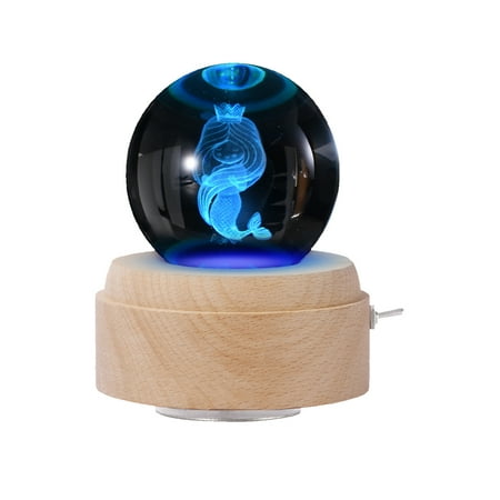 

Eccomum Crystal Ball Music Box Rotating Luminous LED Light Box Wooden Base Rotating Windup Musicbox Night Light Room Decor Musical Gift Nice Present for Birthday Valentine s Day Christmas New Year
