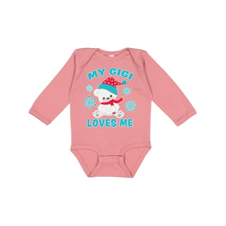 

Inktastic Polar Bear My Gigi Loves Me in Santa Hat with Snowflakes Gift Baby Boy or Baby Girl Long Sleeve Bodysuit