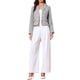 thumbnail image 2 of Chaqueta de tweed casual elegante para mujer, blazer corto de manga larga de doble botonadura, XS gris, 2 of 6