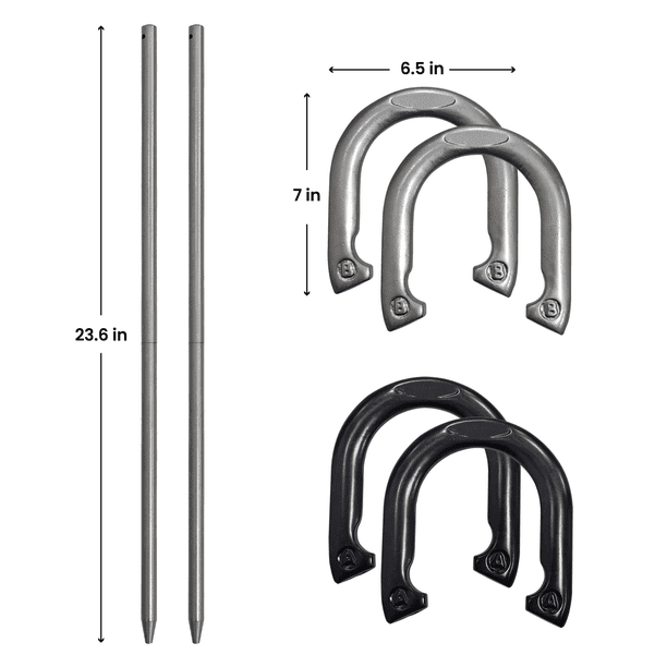 Solid Iron Horseshoes Outdoor Tossing Game Set, 6-Piece, by