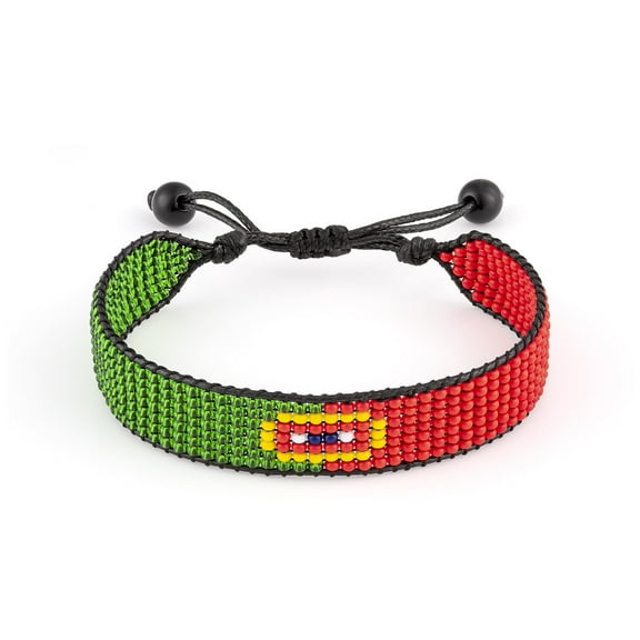 Portugal Flag Bracelet: Handmade, Adjustable Beaded String, Boho Jewelry, Unisex Patriotic Gift
