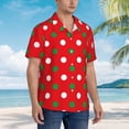 thumbnail image 3 of Pofeuu White and Green Polka Dot Print Hawaiian Shirt for Men Sleeves Casual Button Down Summer Beach Dress Shirts T-Shirts,Medium, 3 of 7