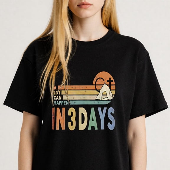 Retro style Resurrection Graphic for Believers Inspirational Christian Casual Tee print T Shirt