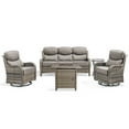 thumbnail image 2 of PARKWELL 5-Piece Outdoor Patio Furniture Set with Fire Pit,High Back Conversation with Swivel Glider Chairs,50,000 BTU,Luxury 6" Thick Cushions,Wicker Patio Set for Deck, Backyard,Gray/Gray, 2 of 13