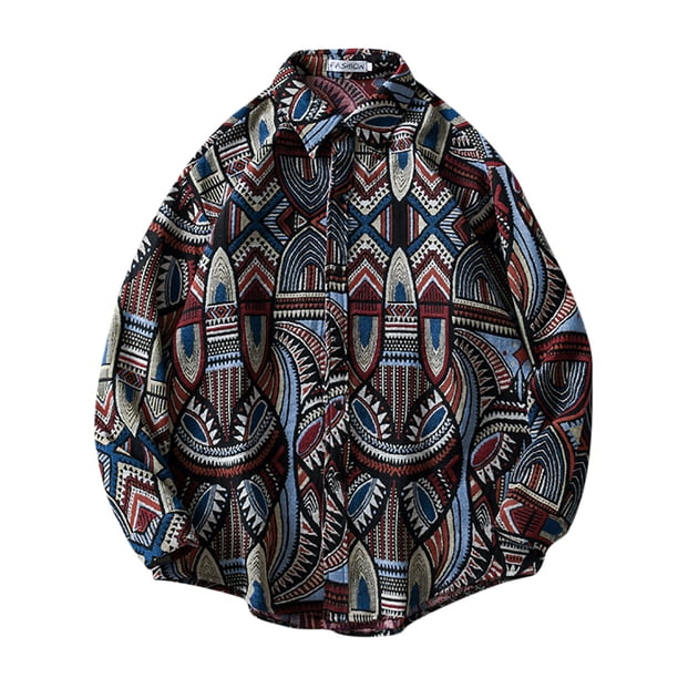 Chaqueta con estampado geométrico étnico para exteriores de primavera y otoño para exteriores de moda para hombres Pompotops oipoqjl12981