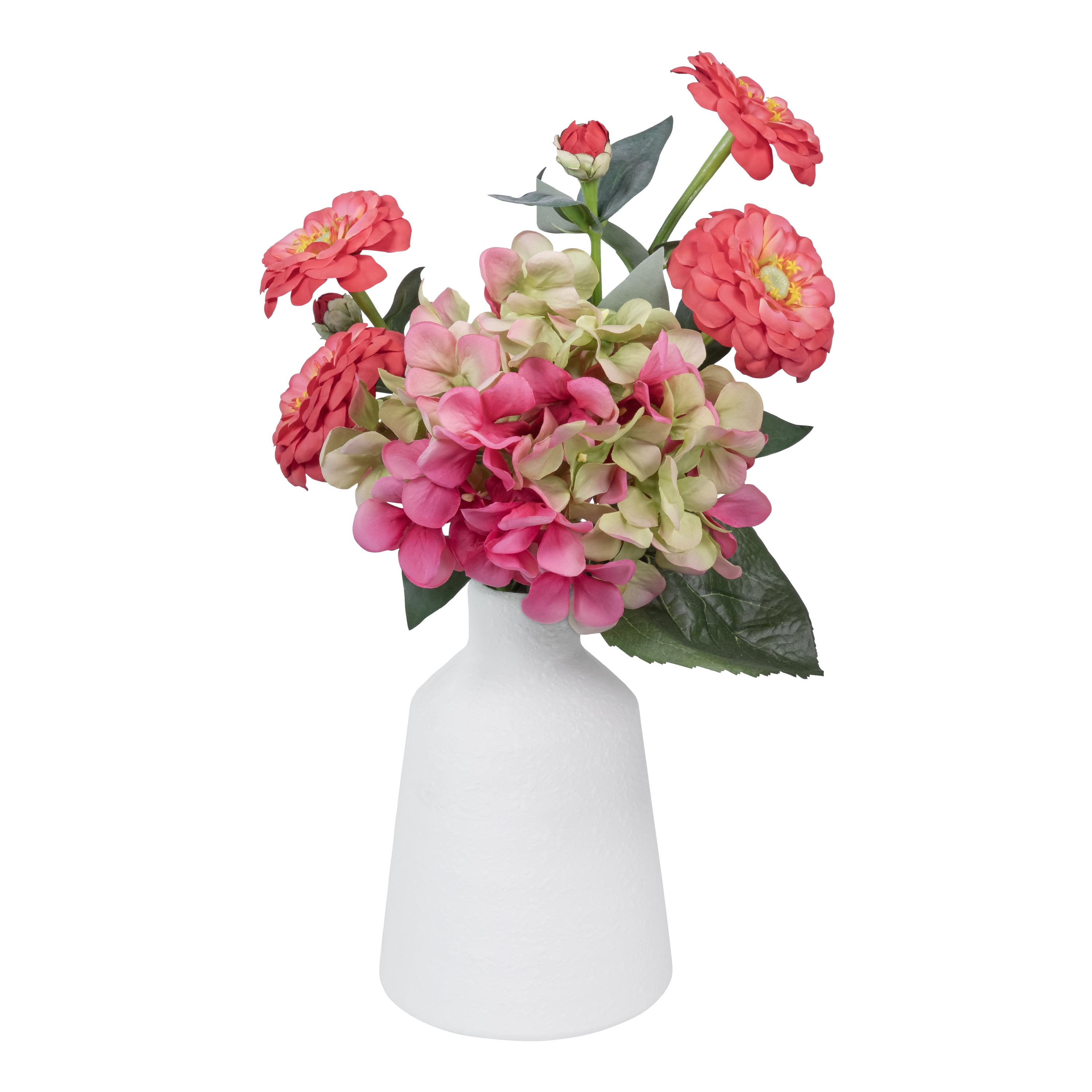 Mainstays 12.5" Artificial Silk Pink & Green Hydrangea Short Stem