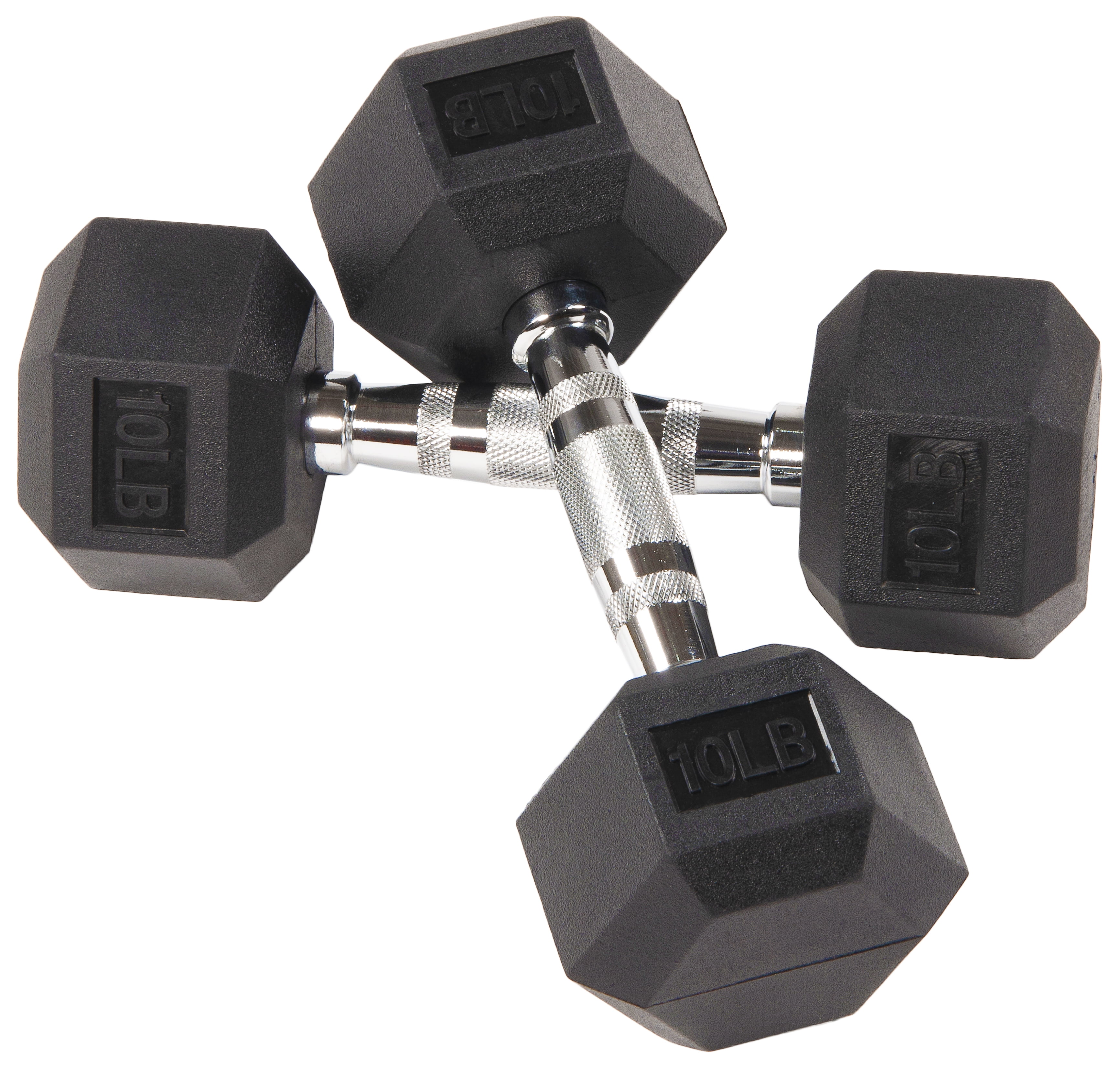 Rubber Encased Hexagonal Cast Iron Dumbbell Weights MOTION Hex Dumbbells Knurled Chrome Handle Heavy Duty Rubber Commercial Dumbbell Weight Sets for Weight Training