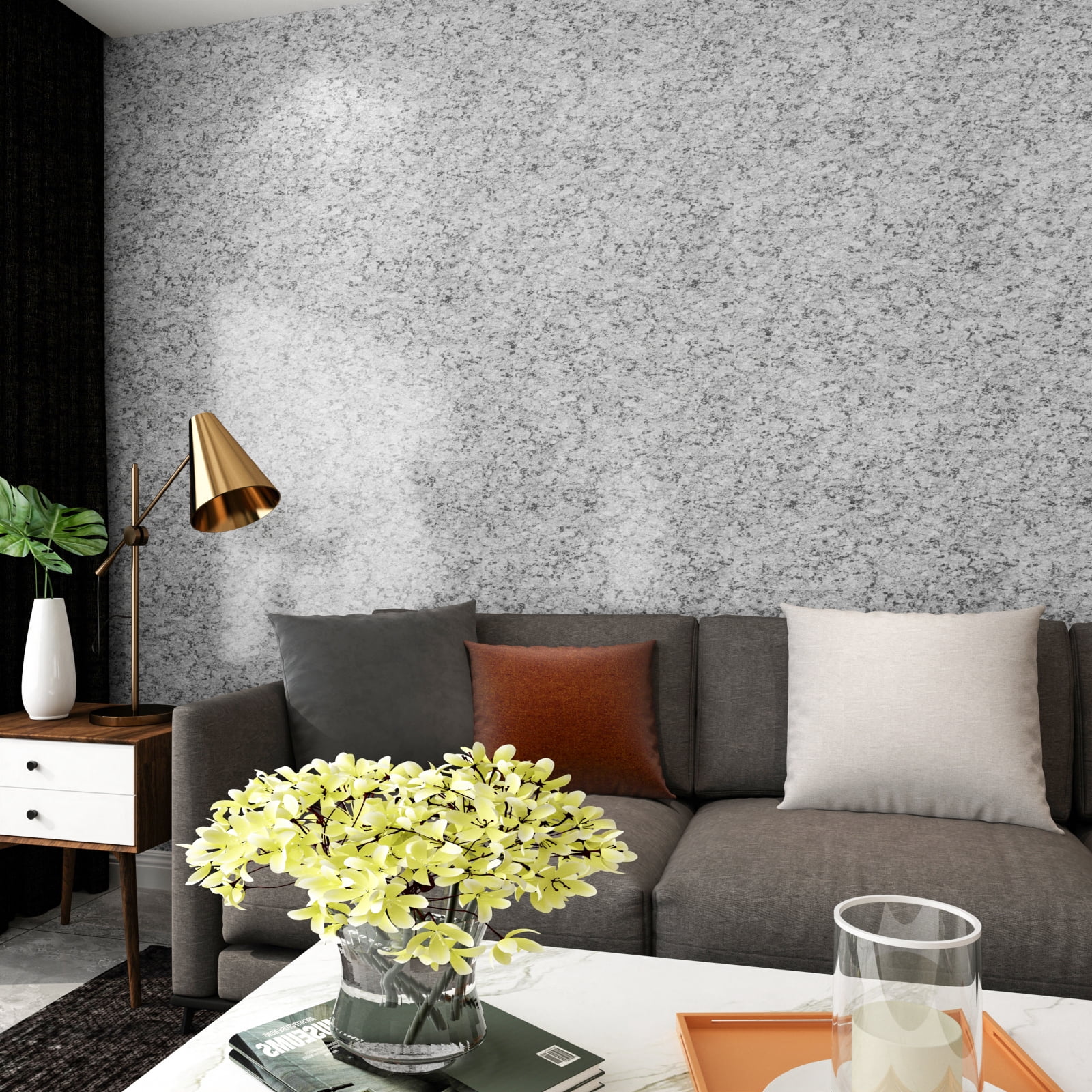VEELIKE 15.7''x354'' Peel and Stick Countertop Contact Paper Removable Waterproof Grey Granite Wallpaper Vinyl Self Adhesive Wallpaper Decorative for Kitchen Counter Top Bathroom Counters
