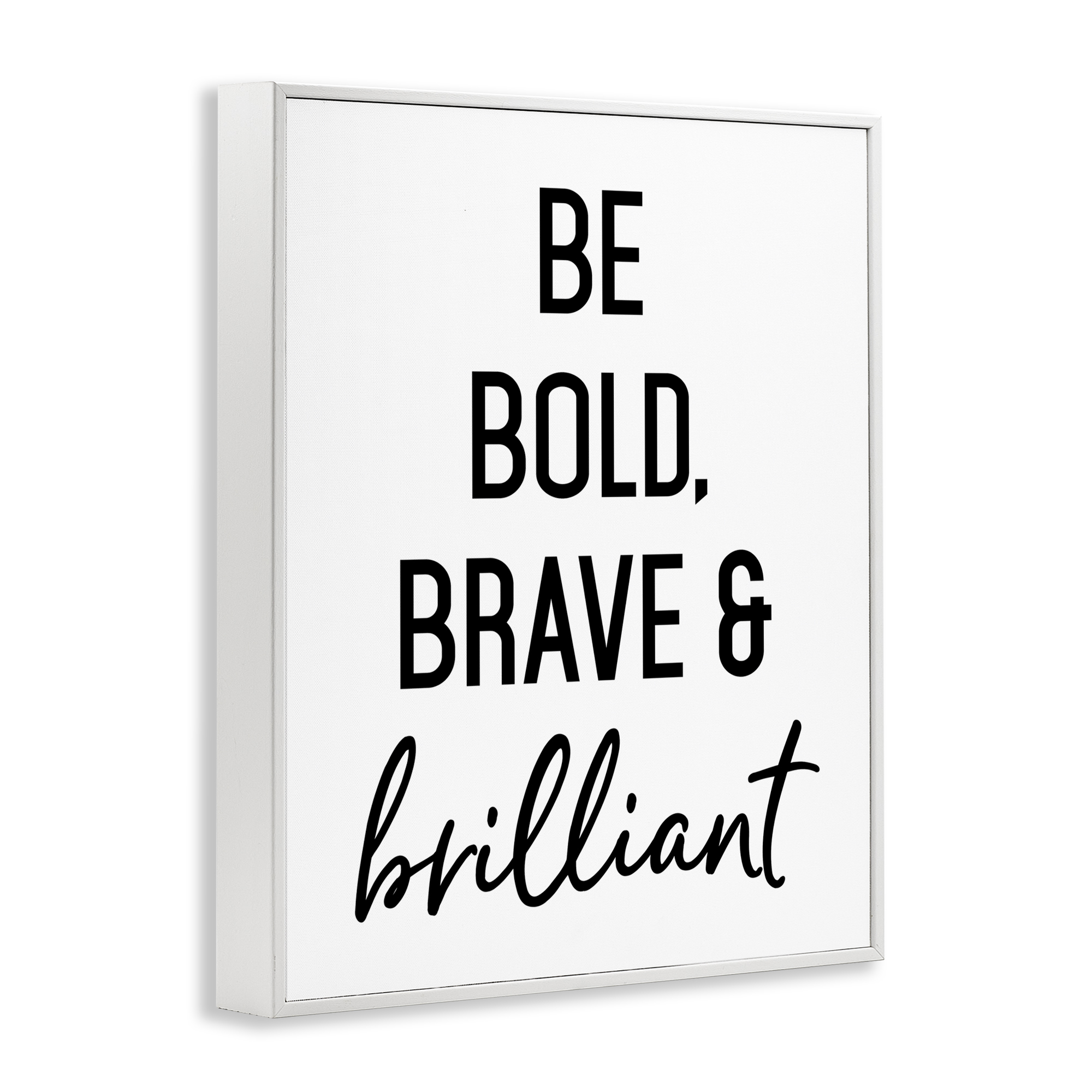 Bold Brave & Brilliant White Framed Giclee Art, design by Lettered and Lined
