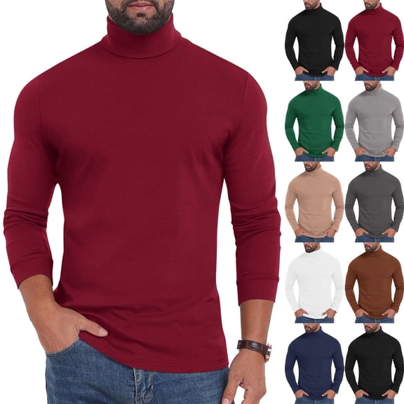 Men's Casual Inner Wear Tops Long-Sleeve High-Neck Slim-Fit Pullover Suitable for Fall and Winter Goes Well with
