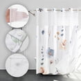 thumbnail image 4 of Cortina de ducha sin ganchos con forro a presión - Cortina de ducha con diseño floral de acuarela - Forro interior de tela impermeable, cortinas de ducha de tela blanca con plantas y flores, lavables, 4 of 5