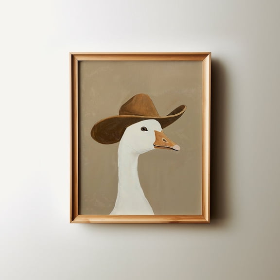 Cowboy Goose Print, Western Nursery Wall Art UNFRAMED PAPER POSTER, Home Decor, Vintage Gift, Living Room Dercor