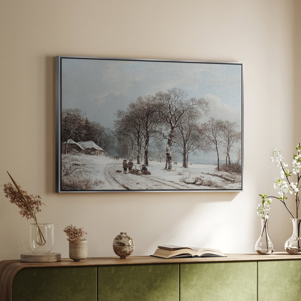 Vintage Landscape-CCLXX By Wexford Home Framed in Silver Wood Gallery Wrapped Canvas 27 in. x 41 in.