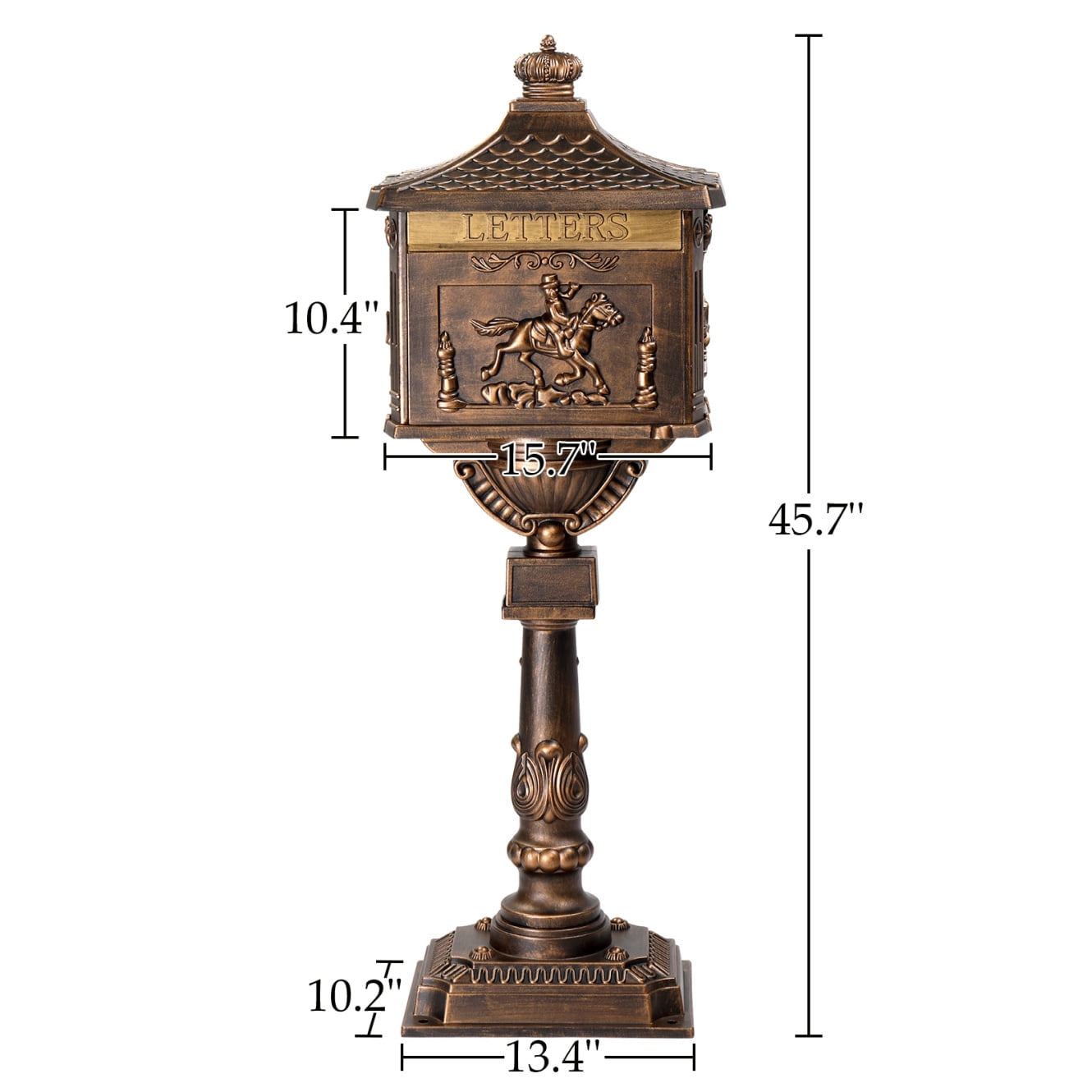 Cast Aluminum Lockable Mailbox, Locking Residential Mailboxes for Outside with Keys, Baffle Door, Expansion Bolts, Address Panel, In-Ground Rust-Proof Large Security Postal Mailbox, Antique Bronze