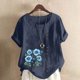 thumbnail image 3 of Túnica de Manga Corta Tops para las Mujeres Océano Pescado Impreso Blusa, Ropa Casual Ver Botón Arriba Camiseta, 3 of 4
