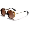 thumbnail image 3 of Gafas de sol Steampunk con marco dorado y gradiente para hombre, gafas de sol polarizadas con doble puente, gafas de sol Retro con montura gruesa y redonda, 3 of 5