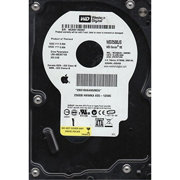 WD2500JS-40NGB2, DCM DSCACTJAA, Western Digital 250GB SATA 3.5 Hard Drive